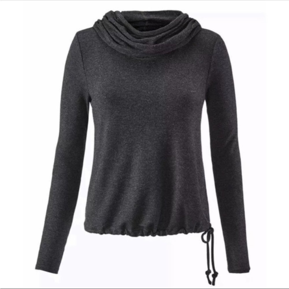 Cabi #3231 Charcoal Gray Modern Recess Soft Stretch Hooded Top
